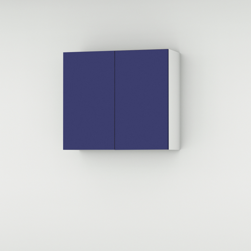 Meuble haut bleu mat 2 portes larg. 80cm x H71.5cm