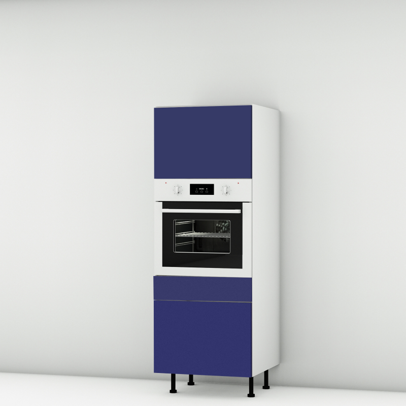 Colonne bleu mat 1 porte ouvrante - 1 four - 1 tiroir larg. 60cm x H156.6cm