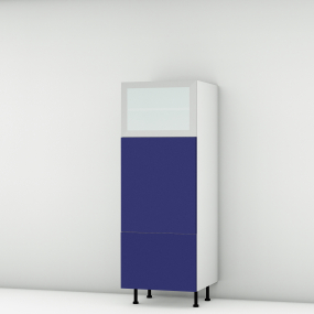 Colonne bleu mat 1 porte relevante alu vitrée - 1 porte - 1 tiroir larg. 60cm x H156.6cm