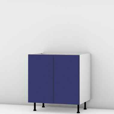 Meuble bas sous évier bleu mat 2 portes larg. 80cm x H71.5cm