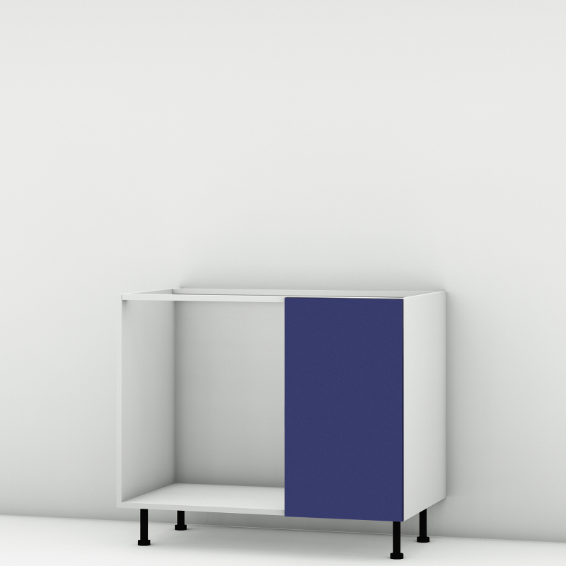 Meuble bas d'angle sous évier bleu mat 1 porte 40cm larg. 100cm x H71.5cm