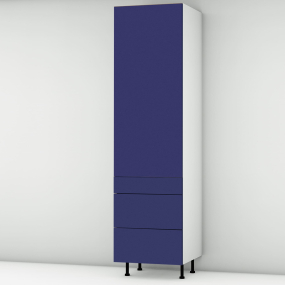Colonne bleu mat 1 porte - 3 tiroirs larg. 60cm x H213.8cm