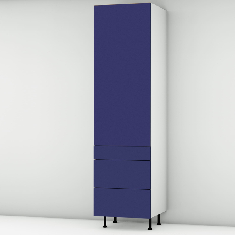 Colonne bleu mat 1 porte - 3 tiroirs larg. 60cm x H213.8cm