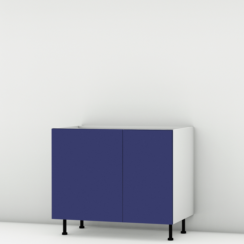 Meuble bas bleu mat 2 portes larg. 100cm x H71.5cm