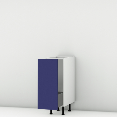 Meuble bas bleu mat coulissant larg. 30cm x H71.5cm
