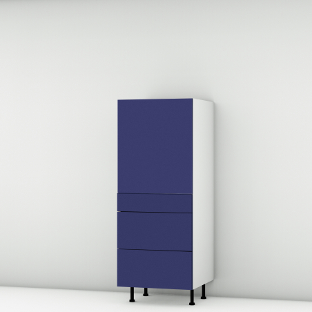 Colonne bleu mat 1 porte - 3 tiroirs larg. 60cm x H142.6cm
