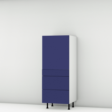 Colonne bleu mat 1 porte - 3 tiroirs larg. 60cm x H142.6cm