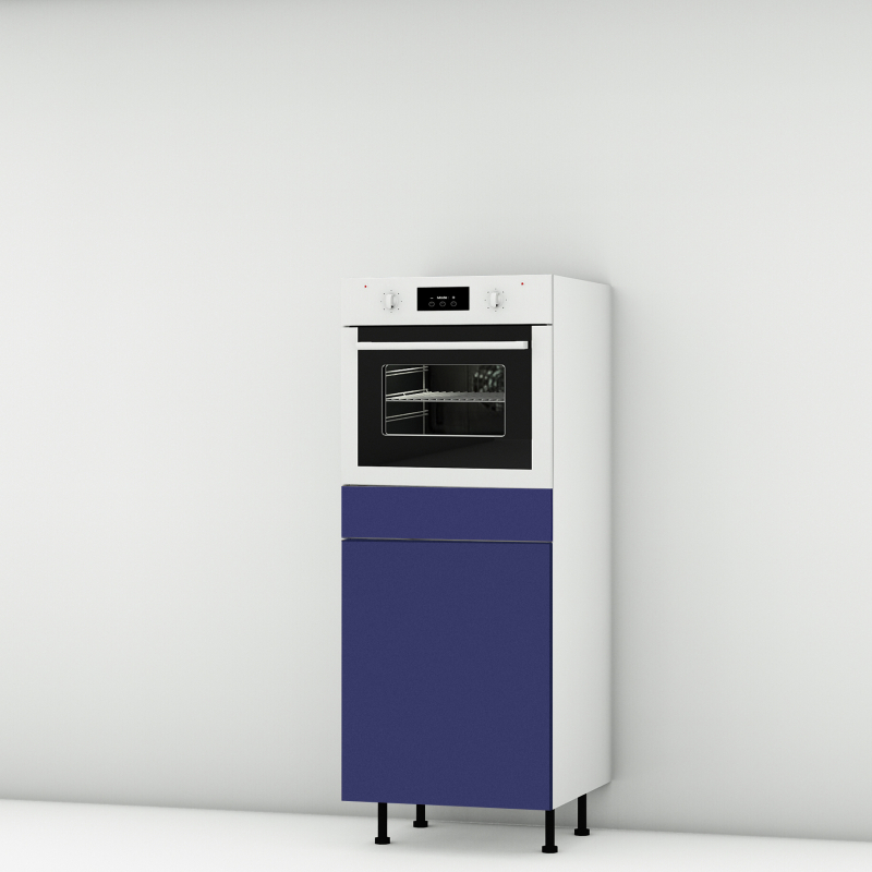 Colonne bleu mat 1 porte-1 four larg. 60cm x H142.6cm
