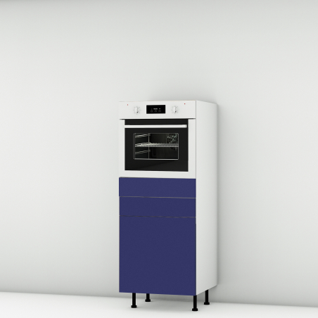 Colonne bleu mat 1 four - 1 porte - 1 tiroir larg. 60cm x H142.6cm