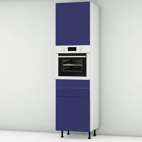 Colonne bleu mat 1 porte - 1 four - 1 porte+tiroir larg. 60cm x H213.8cm