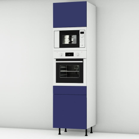 Colonne bleu mat 1 porte - 1 four - 1MO - 1 porte+tiroir larg. 60cm x H213.8cm