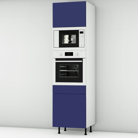 Colonne bleu mat 1 porte - 1 four - 1MO - 1 porte+tiroir larg. 60cm x H213.8cm