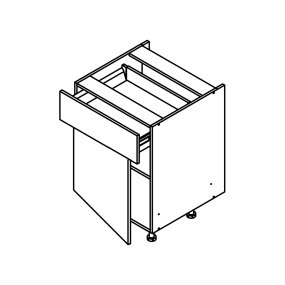 Meuble bas vert mat Porte + Tiroir larg. 60cm x H71.5cm