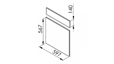Façade vert mat Porte + Tiroir larg. 60cm x H71cm