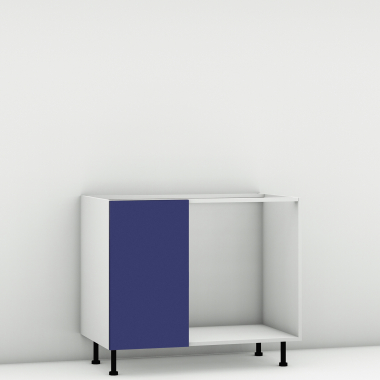Meuble bas d'angle sous évier bleu mat 1 porte 40cm larg. 100cm x H71.5cm