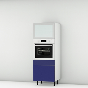 Colonne bleu mat 1 porte relevante alu vitrée - 1 four - 1 tiroir larg. 60cm x H156.6cm