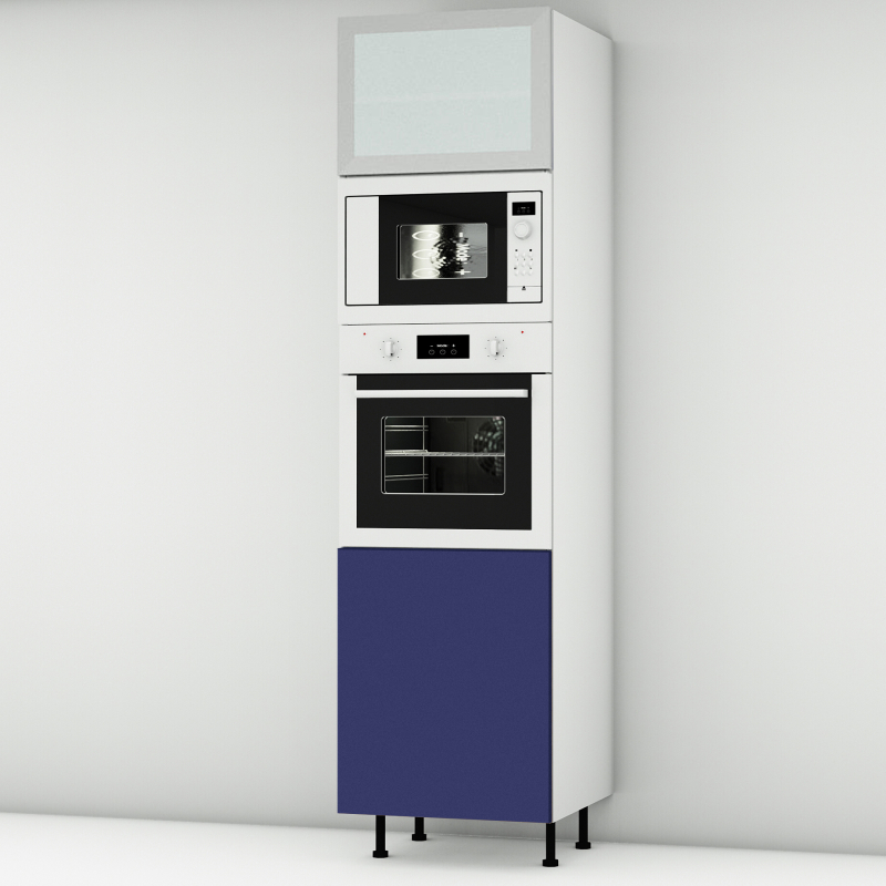 Colonne de cuisine bleu mat portes+four - L60cm x H213.8cm