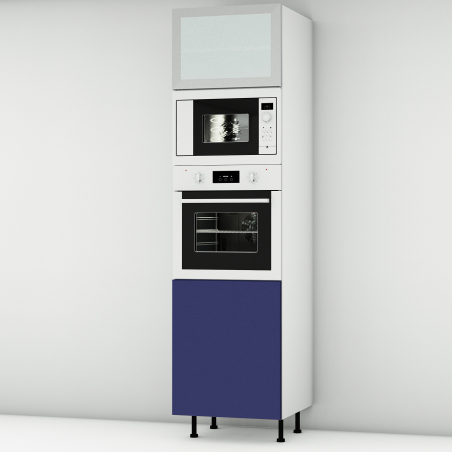 Colonne de cuisine bleu mat portes+four - L60cm x H213.8cm