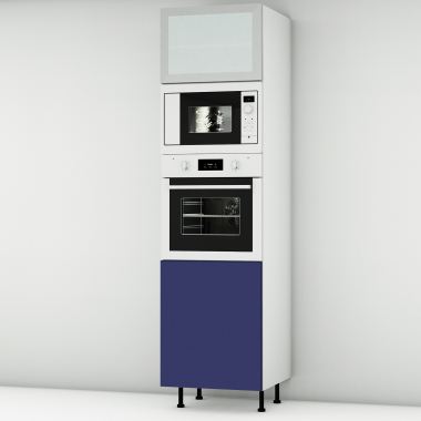 Colonne de cuisine bleu mat portes+four - L60cm x H213.8cm