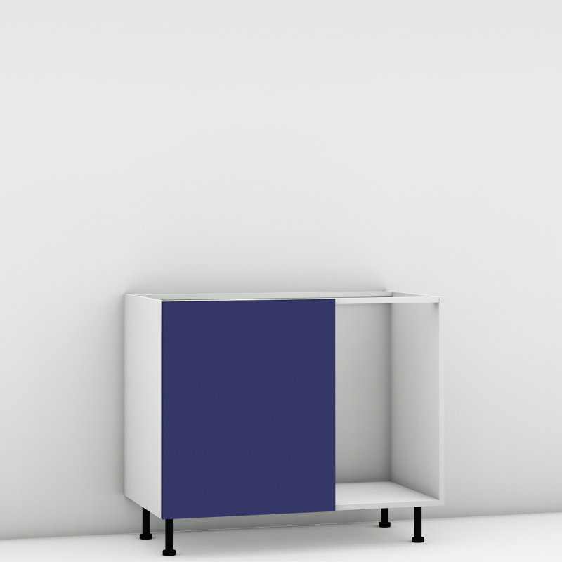 Meuble bas d'angle bleu mat 1 porte 60cm larg. 100cm x H71.5cm