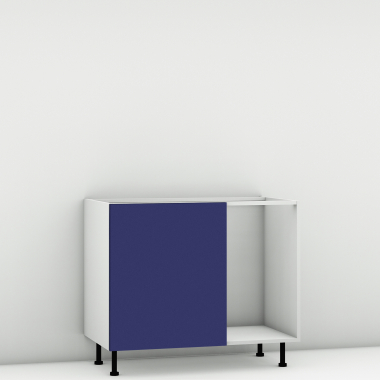 Meuble bas d'angle bleu mat 1 porte 60cm larg. 100cm x H71.5cm