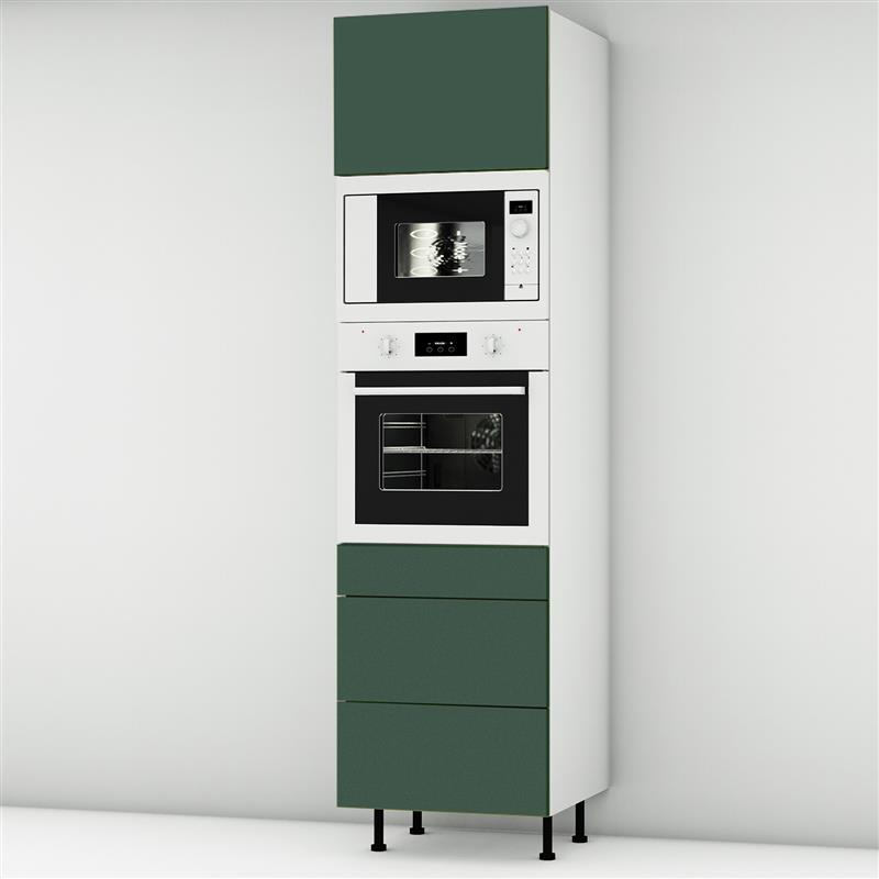 Colonne vert mat 1 porte - 1 four - 1MO - 3 tiroirs larg. 60cm x H213.8cm