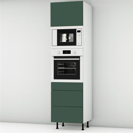 Colonne vert mat 1 porte - 1 four - 1MO - 3 tiroirs larg. 60cm x H213.8cm