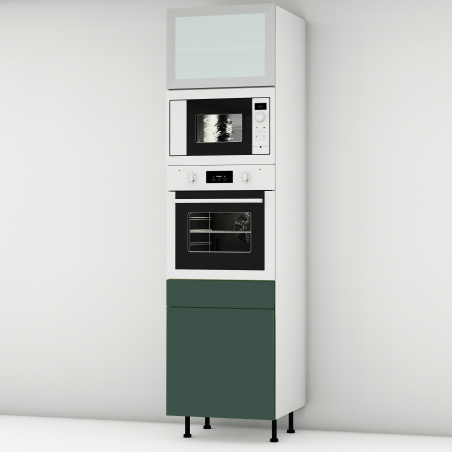 Colonne vert mat 1 porte - 1 four - 1MO - 1 porte+tiroir larg. 60cm x H213.8cm