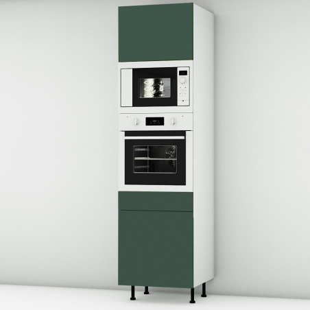 Colonne vert mat 1 porte - 1 four - 1MO - 1 porte+tiroir larg. 60cm x H213.8cm