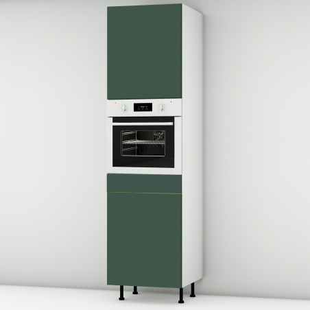 Colonne vert mat 1 porte - 1 four - 3 tiroirs larg. 60cm x H213.8cm