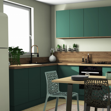 Colonne vert mat 2 portes - 1 four larg. 60cm x H213.8cm