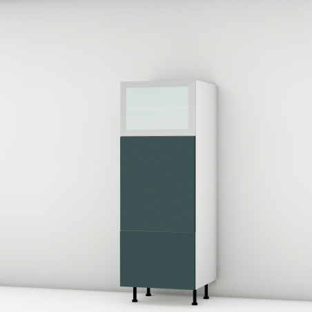 Colonne vert mat 1 porte relevante alu vitrée - 1 porte - 1 tiroir larg. 60cm x H156.6cm