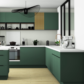 Meuble bas sous évier vert mat larg. 120cm x H71.5cm