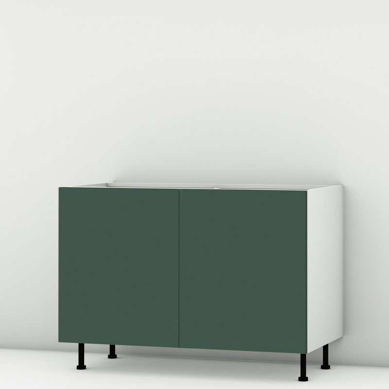 Meuble bas vert mat 2 portes larg. 120cm x H71.5cm