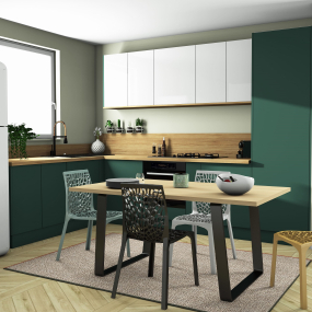 Meuble bas d'angle vert mat 1 porte 60cm larg. 100cm x H71.5cm