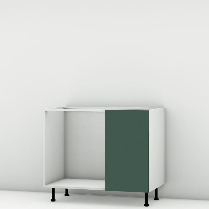 Meuble bas d'angle sous évier vert mat 1 porte 40cm larg. 100cm x H71.5cm