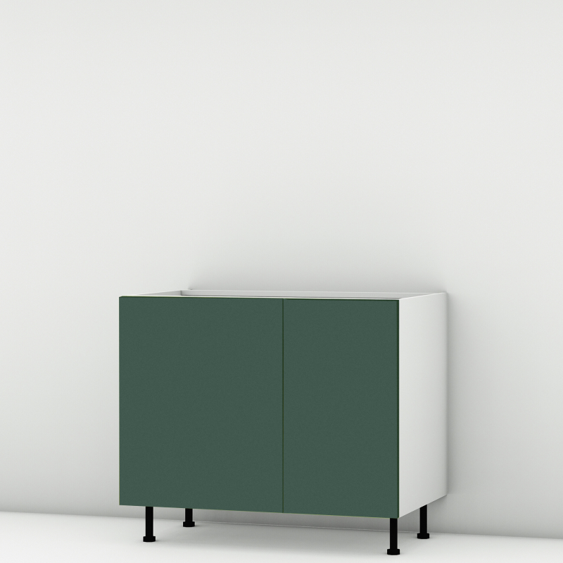 Meuble bas sous évier vert mat 2 portes larg. 100cm x H71.5cm