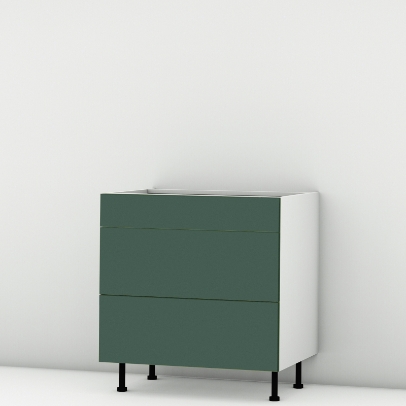 Meuble bas vert mat 3 tiroirs larg. 80cm x H71.5cm