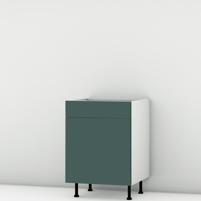 Meuble bas vert mat Porte + Tiroir larg. 60cm x H71.5cm