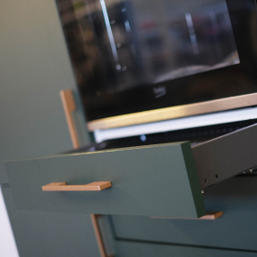 Meuble bas vert mat Porte + Tiroir larg. 40cm x H71.5cm