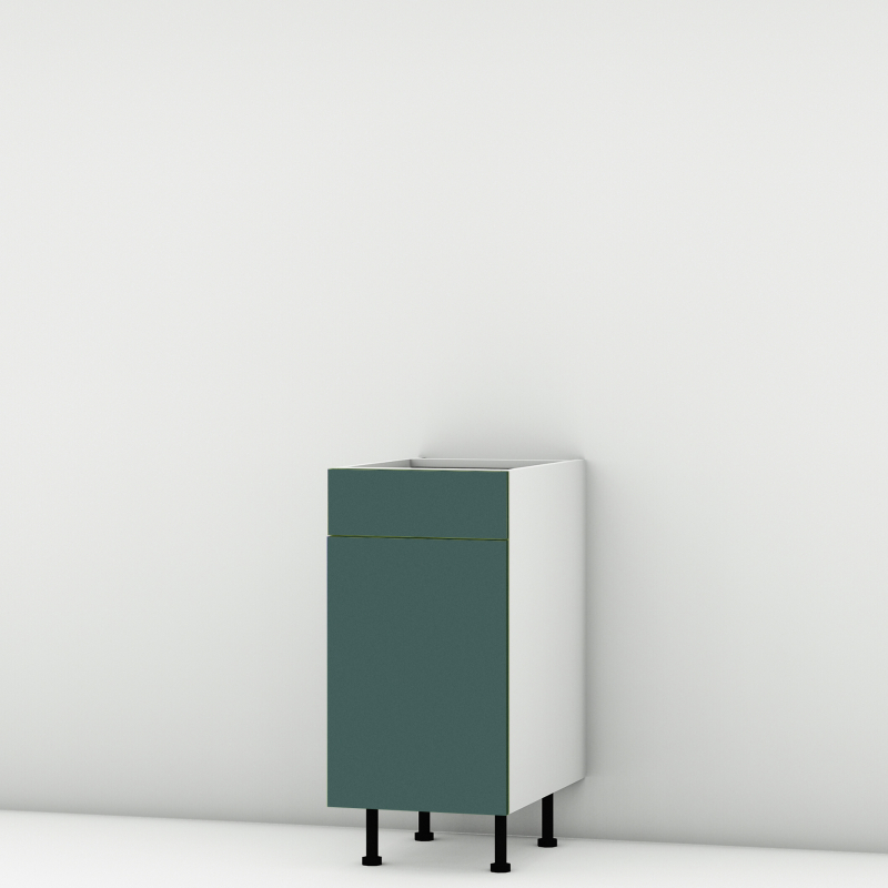 Meuble bas vert mat Porte + Tiroir larg. 40cm x H71.5cm