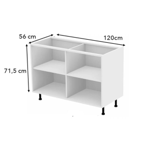 Meuble bas rose poudré mat 2 portes larg. 120cm x H71.5cm