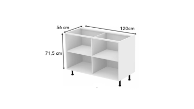 Meuble bas rose poudré mat 2 portes larg. 120cm x H71.5cm