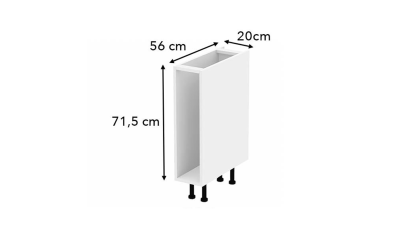 Meuble bas blanc mat coulissant larg. 20cm x H71.5cm