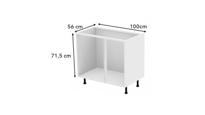 Meuble bas sous évier blanc mat 2 portes larg. 100cm x H71.5cm