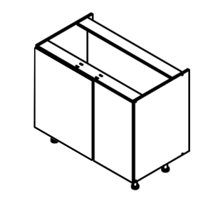 Meuble bas sous évier blanc mat 2 portes larg. 100cm x H71.5cm