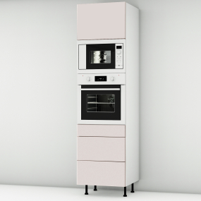 Colonne rose poudré mat 1 porte - 1 four - 1MO - 3 tiroirs larg. 60cm x H213.8cm