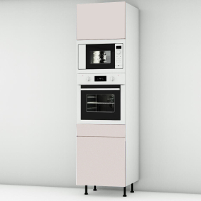 Colonne rose poudré mat 1 porte - 1 four - 1MO - 1 porte+tiroir larg. 60cm x H213.8cm