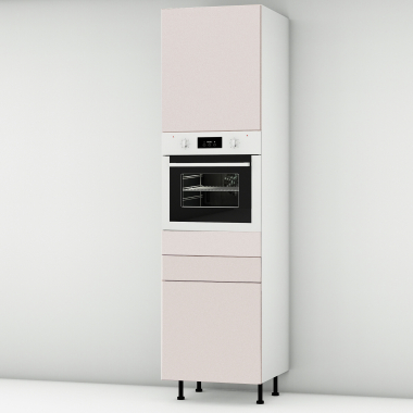 Colonne rose poudré mat 1 porte - 1 four - 1 porte+tiroir larg. 60cm x H213.8cm
