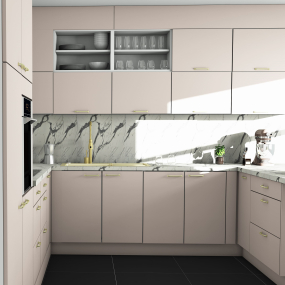 Colonne rose poudré mat 1 porte - 1 porte+tiroir larg. 60cm x H213.8cm